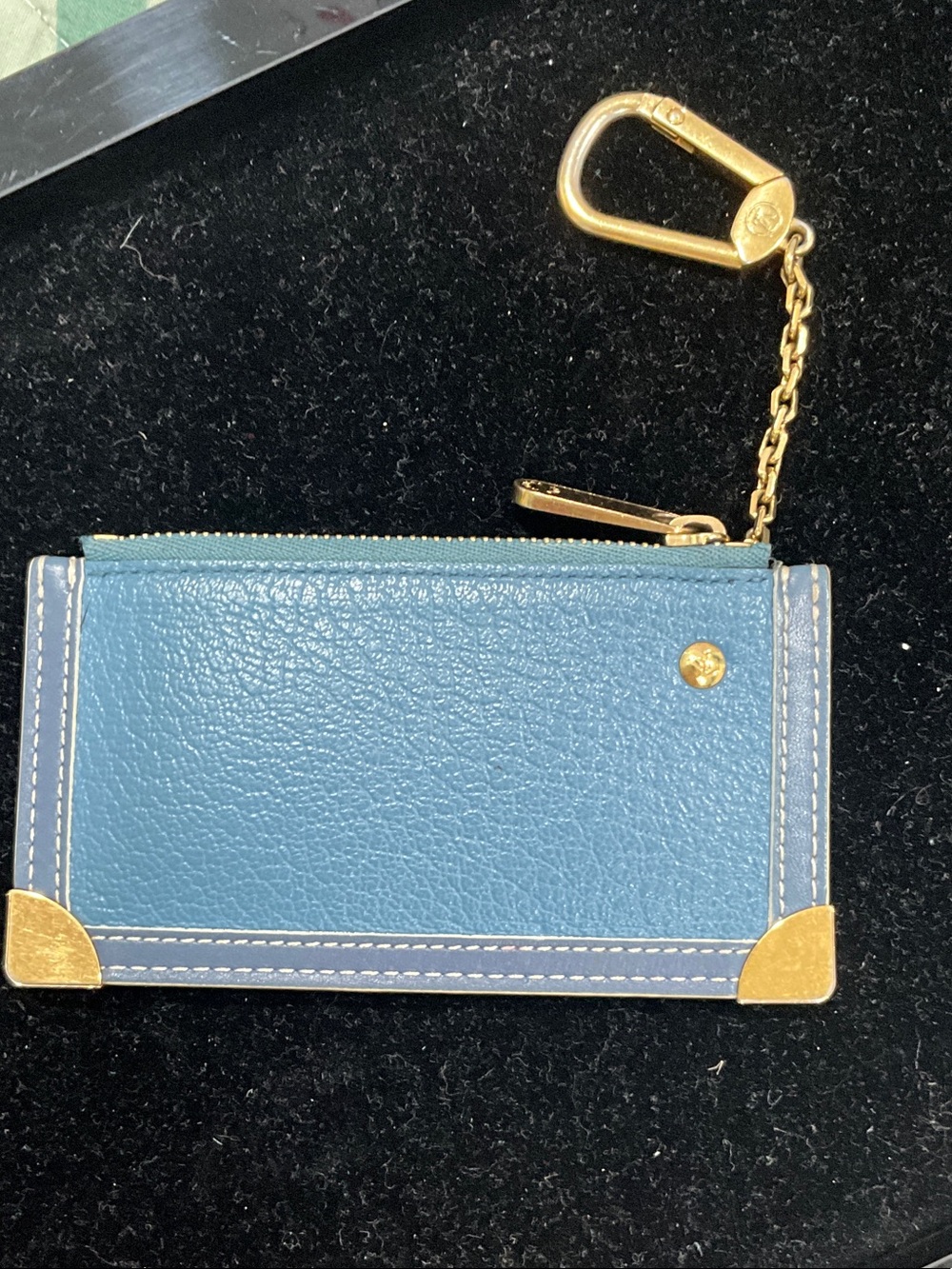 Louis Vuitton Blue Leather Card Case Key Holder with Gold Hardware - Picture 2 of 5